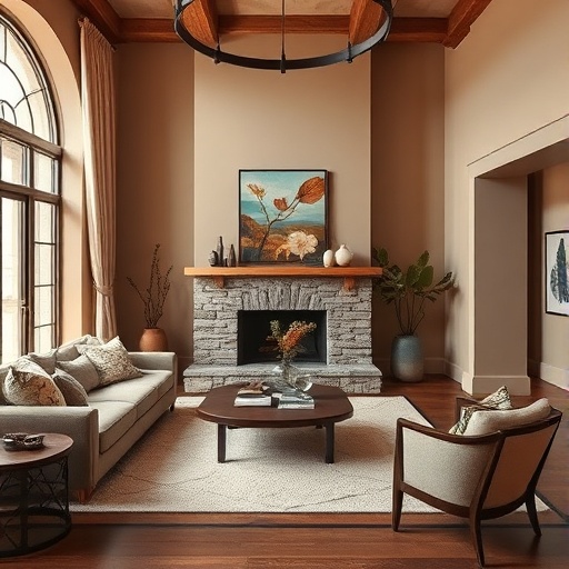 living room with earthy color palette