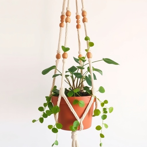 beaded macramé plant hanger
