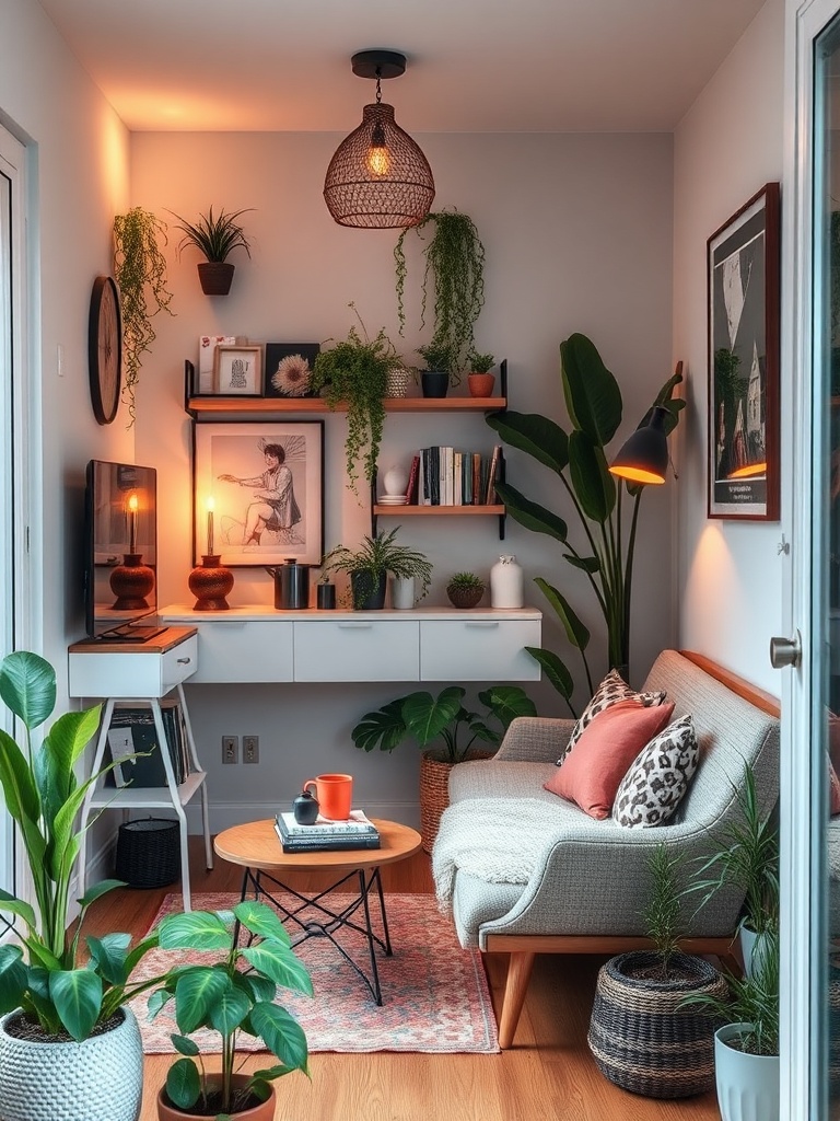 stylish small apartment with plants