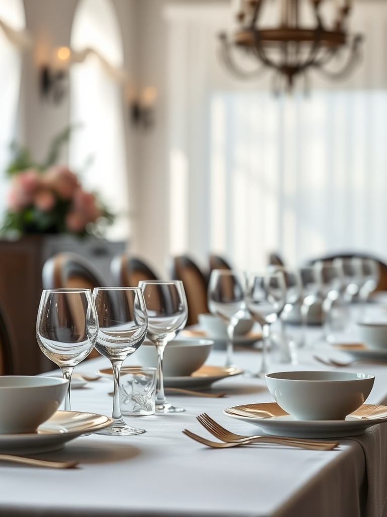 elegant table setting with dinnerware