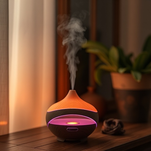 essential oil diffuser in a cozy room