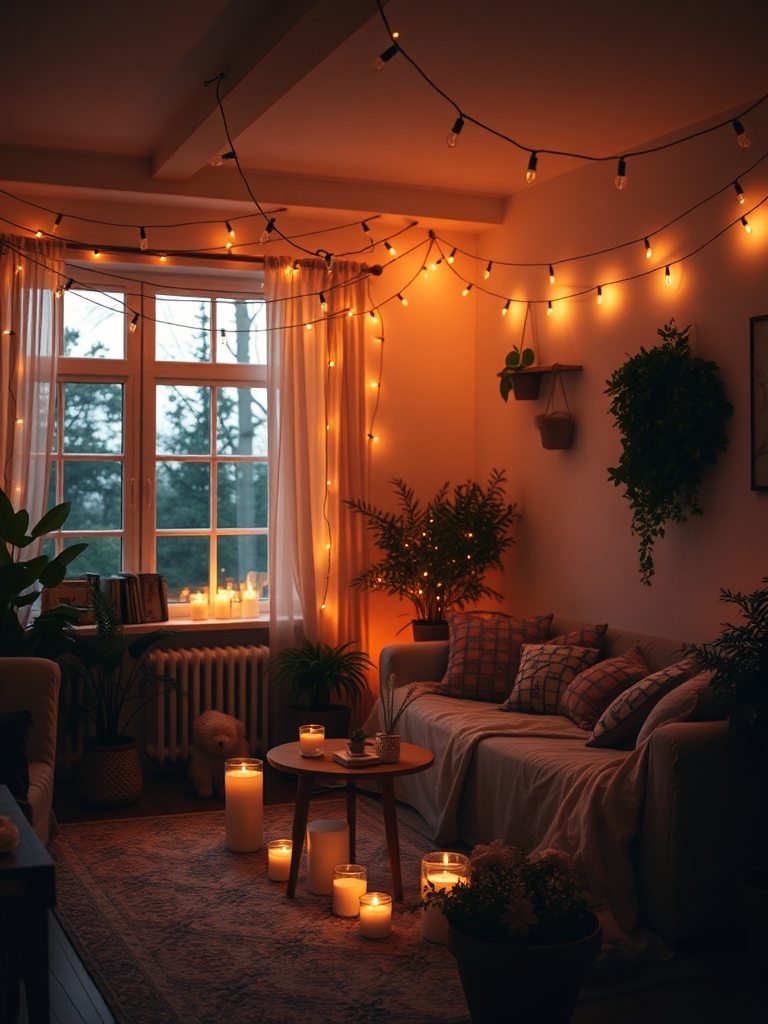 cozy room with soft lighting
