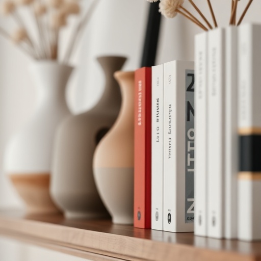 decorative objects on a shelf