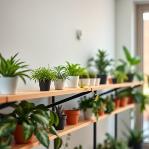 shelves with indoor plants