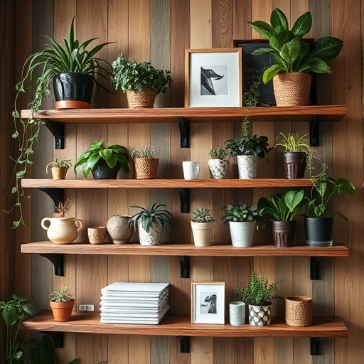 rustic wooden shelves