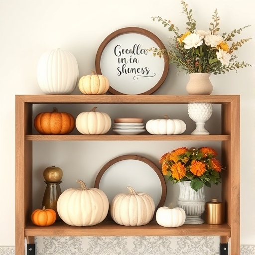 seasonal decor on shelves