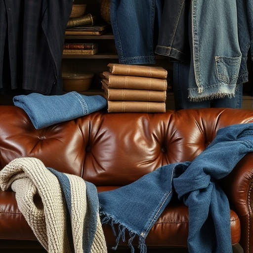 leather and denim textiles