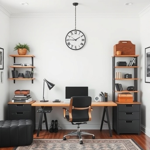 masculine home office setup