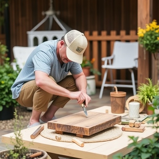 person working on DIY decor