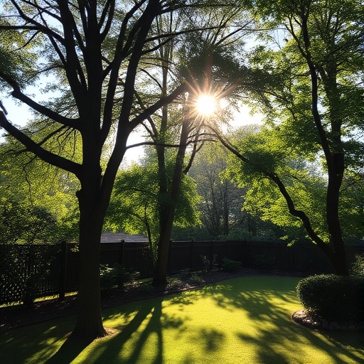 sunlight filtering through trees