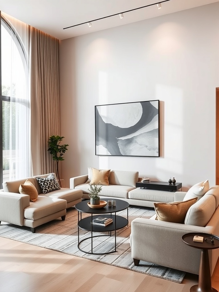 modern living room with clean lines and neutral colors