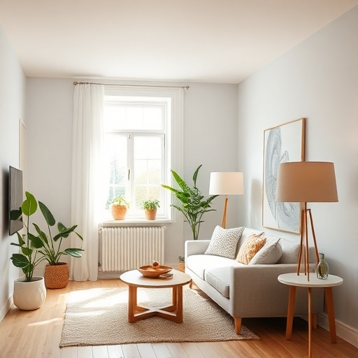 bright room with natural light and stylish lamps