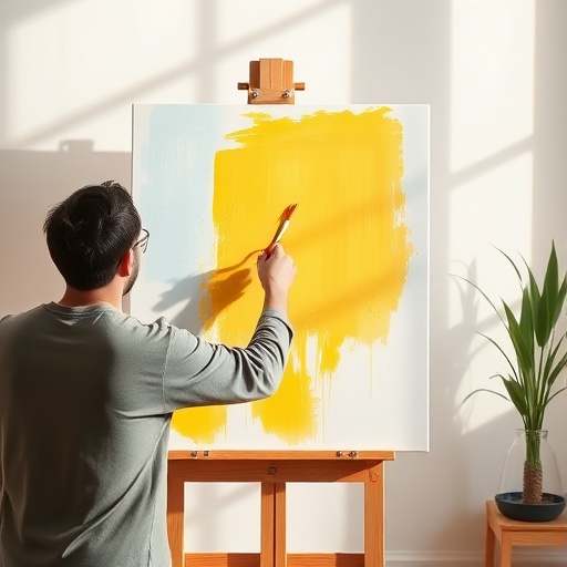 person painting canvas for wall art