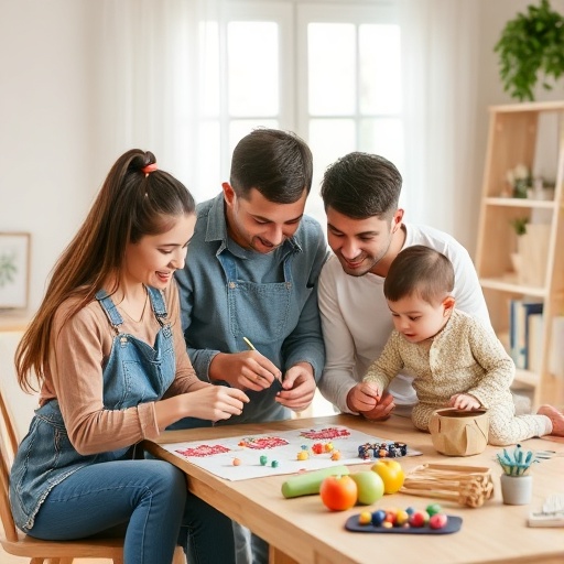 family crafting together