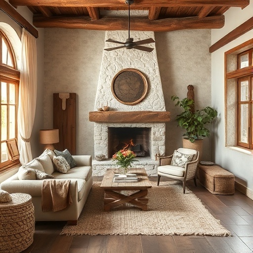 rustic styled room with natural materials