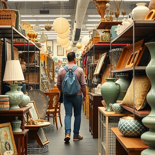 person thrift shopping for home decor
