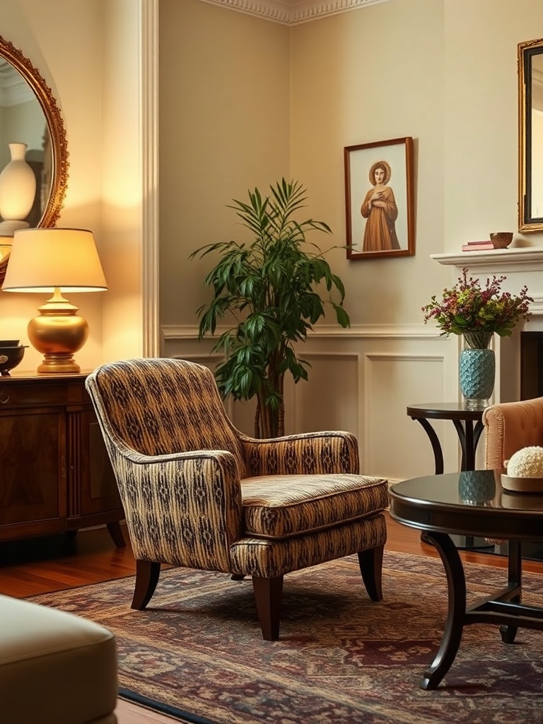 art deco chair in vintage living room