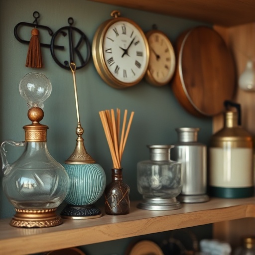 vintage accessories on a shelf