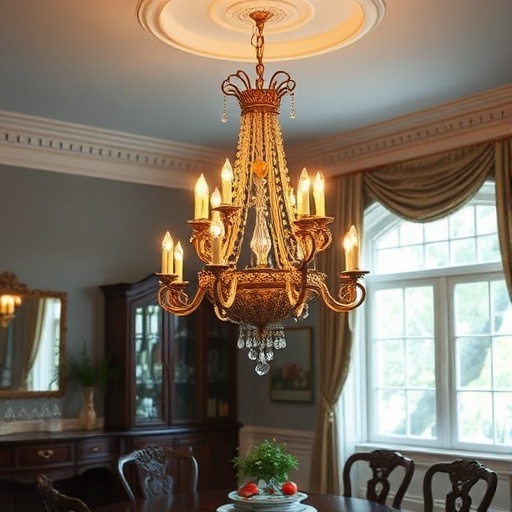 vintage chandelier in dining room