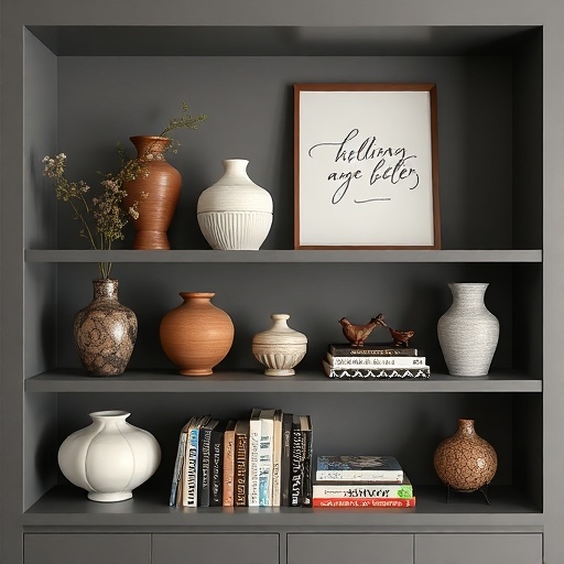 shelf with decorative accents