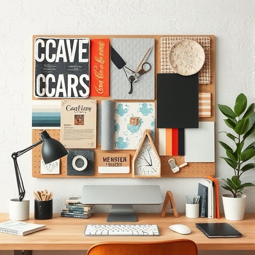 workspace with mood board