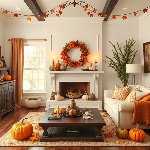 living room with seasonal decor