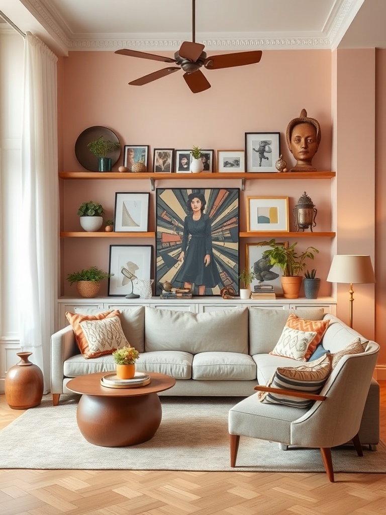 eclectic living space with mixed styles
