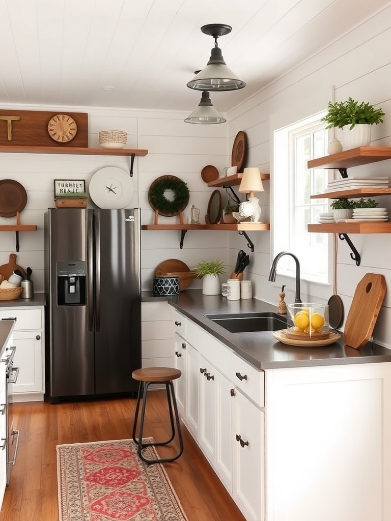 modern farmhouse kitchen with vintage decor