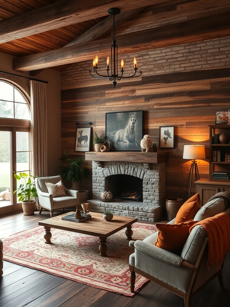 rustic living space with reclaimed wood