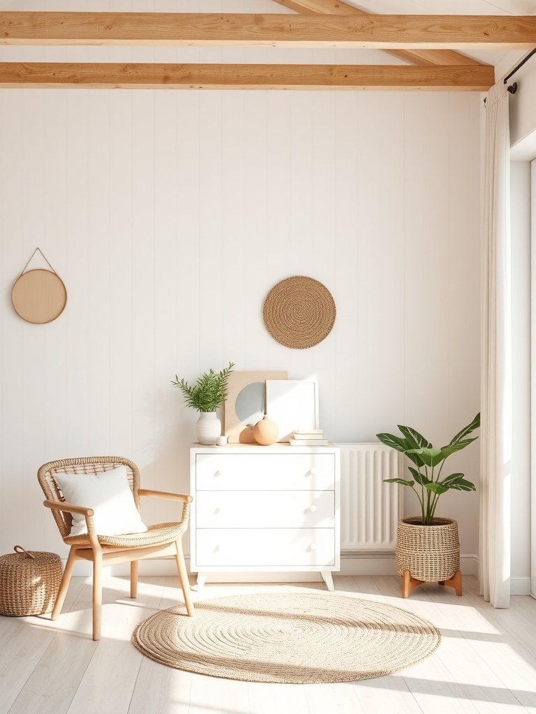 Scandinavian inspired room with natural materials