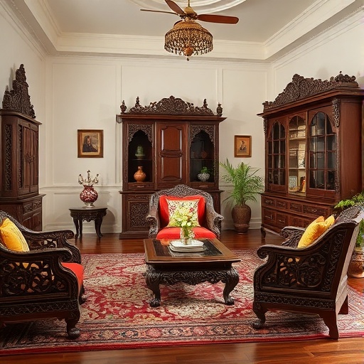 Intricately carved wooden furniture