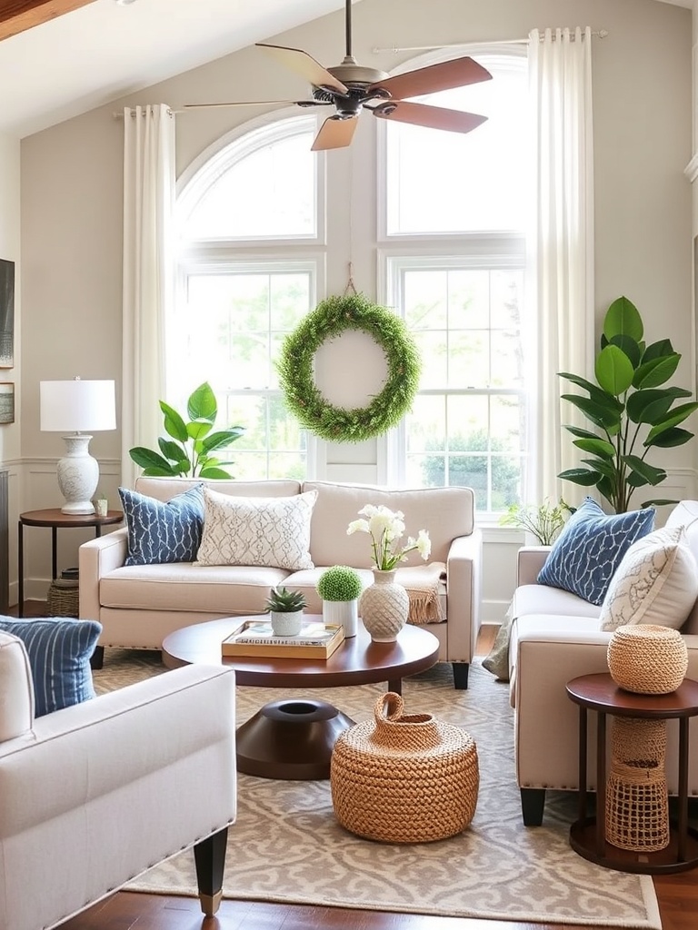 living room with Dollar Tree decor