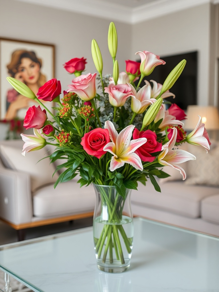 colorful flower arrangement in a living room