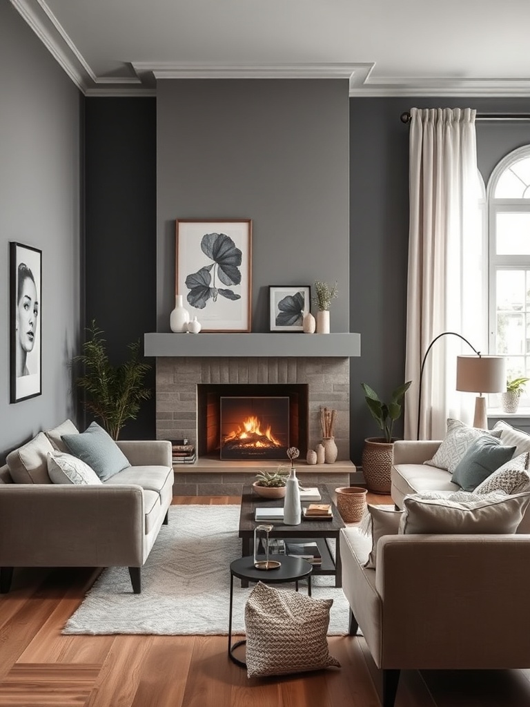 cozy living room with gray decor