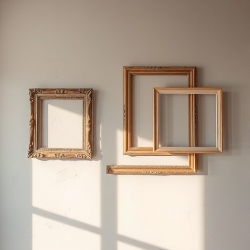 repurposed old frames on wall