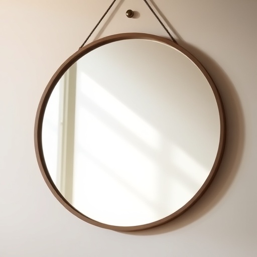 large round mirror on wall
