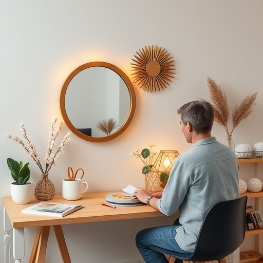 individual engaged in a DIY decor project