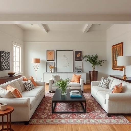 living space with eclectic furniture choices