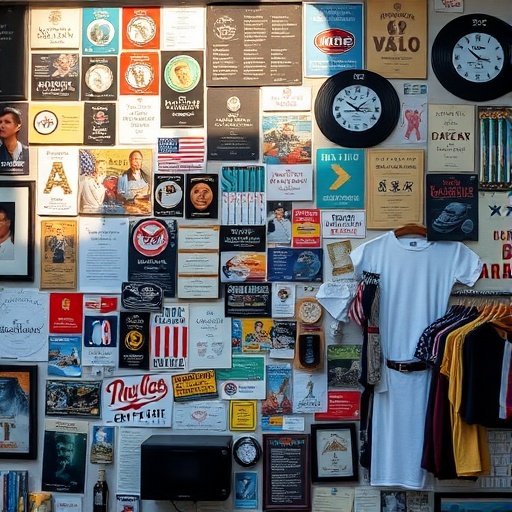 gallery wall with 2000s memorabilia