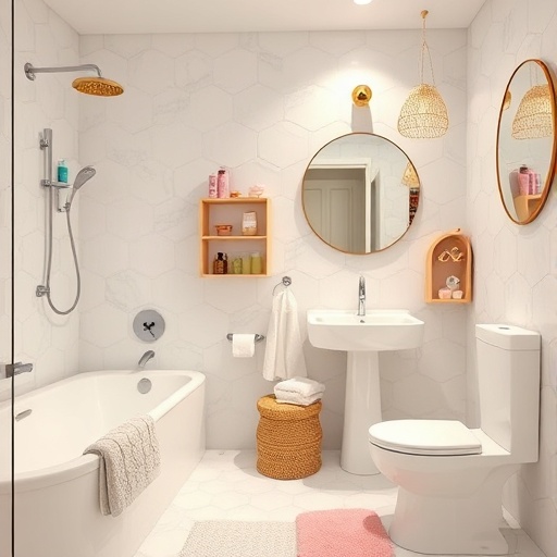 bathroom with spa-like decor and playful accessories