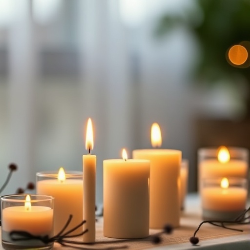 lit scented candles on a table