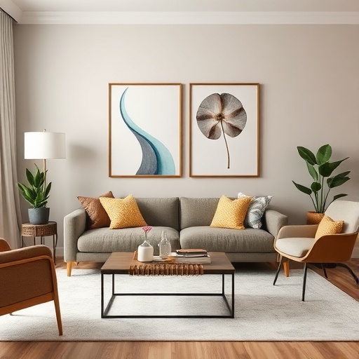 wall art prints in a living room