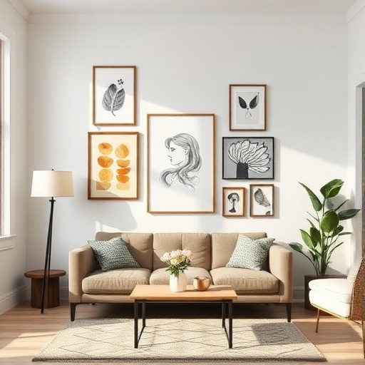 art gallery wall in small living room