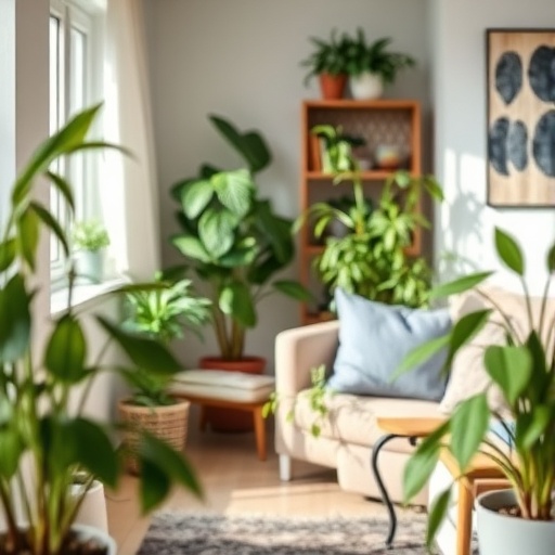 indoor plants in small living room