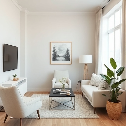 light color palette in small living room