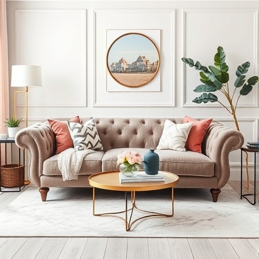 curvy sofa in feminine decor