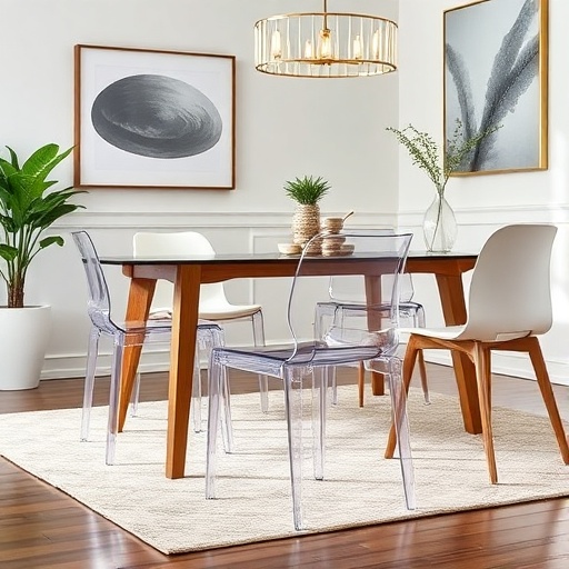 acrylic dining chair in a dining room