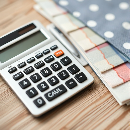 calculator and fabric swatches for budgeting