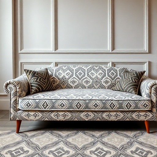 geometric patterned fabric on a sofa