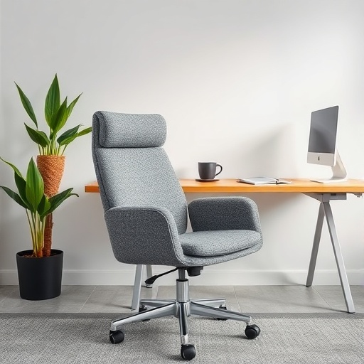 textured wool office chair in a workspace